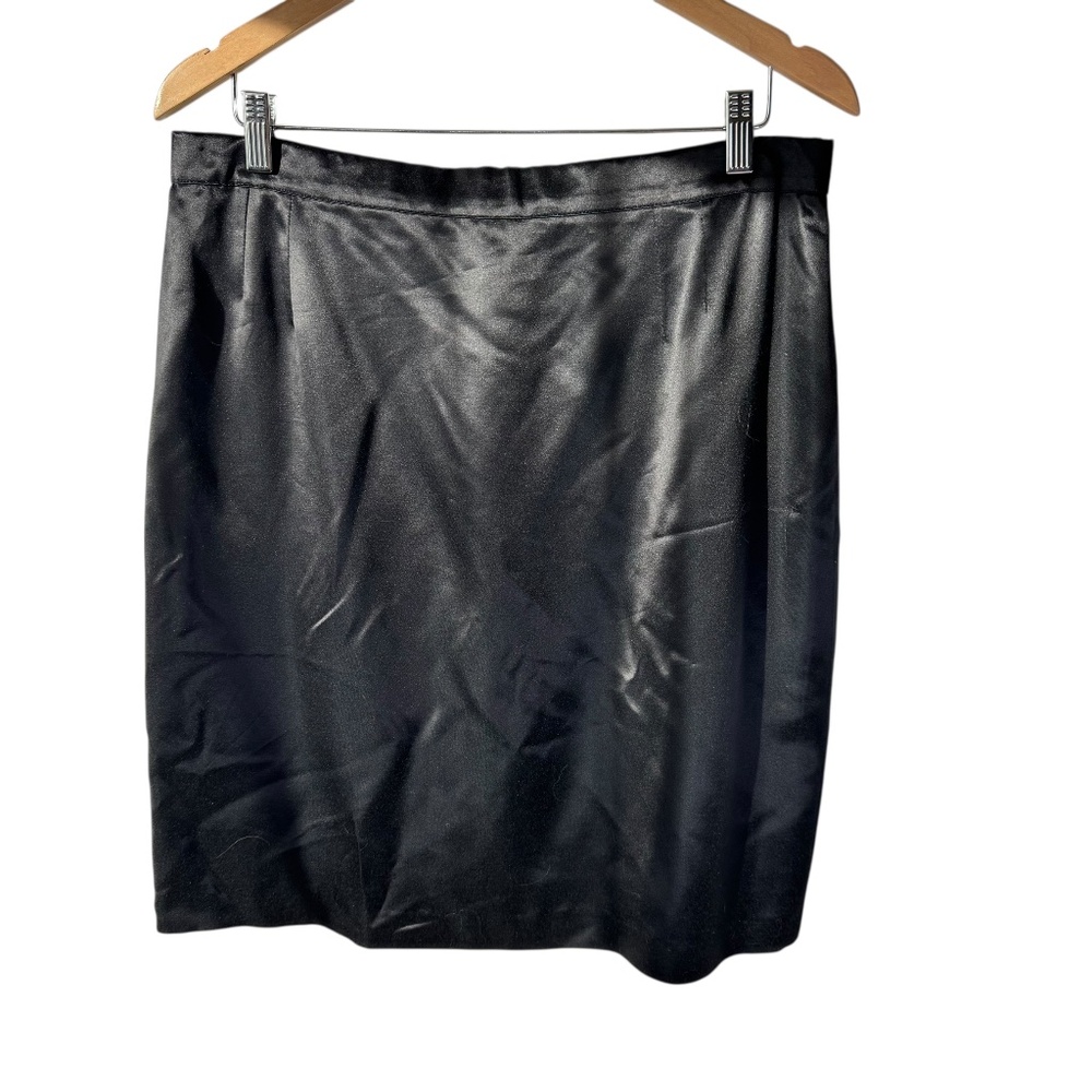 Marina Rinaldi Black Triacetate Blend Back Slit Straight Skirt Sz 27/US 18